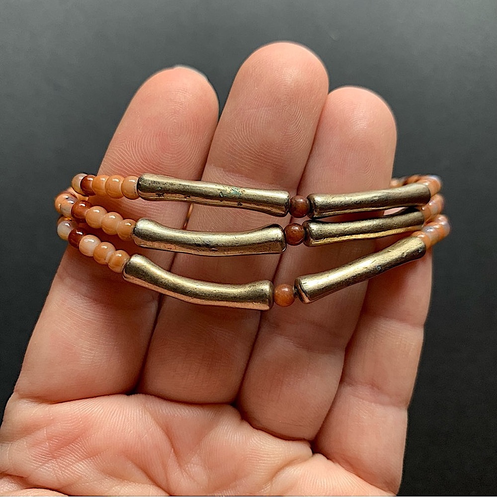 Sigrid Olsen 3 Strand Glass Beaded Bracelet | Gold Accent - Picture 3 of 6